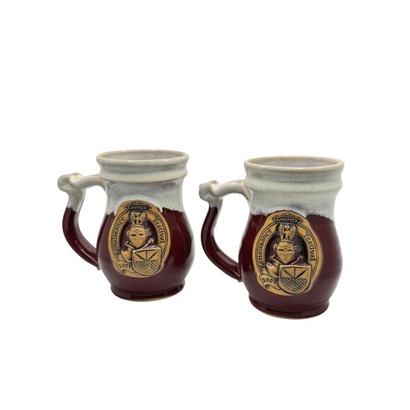 Renaissance Festival 2001 Georgia Stoneware Mugs Set Of 2 - Picture 10 of 13